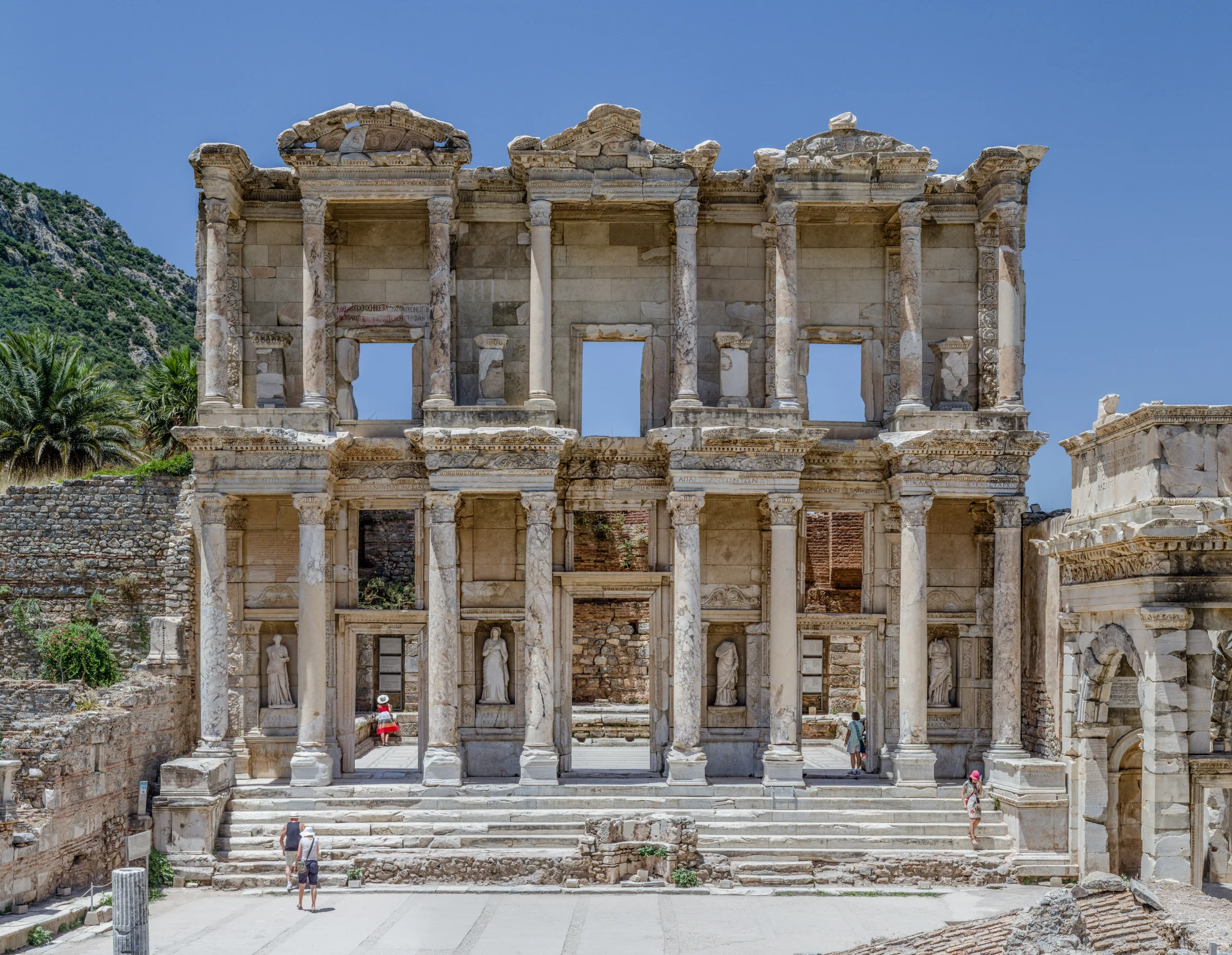 Façade of the Library of Celsus in ancient Ephesus near Selçuk