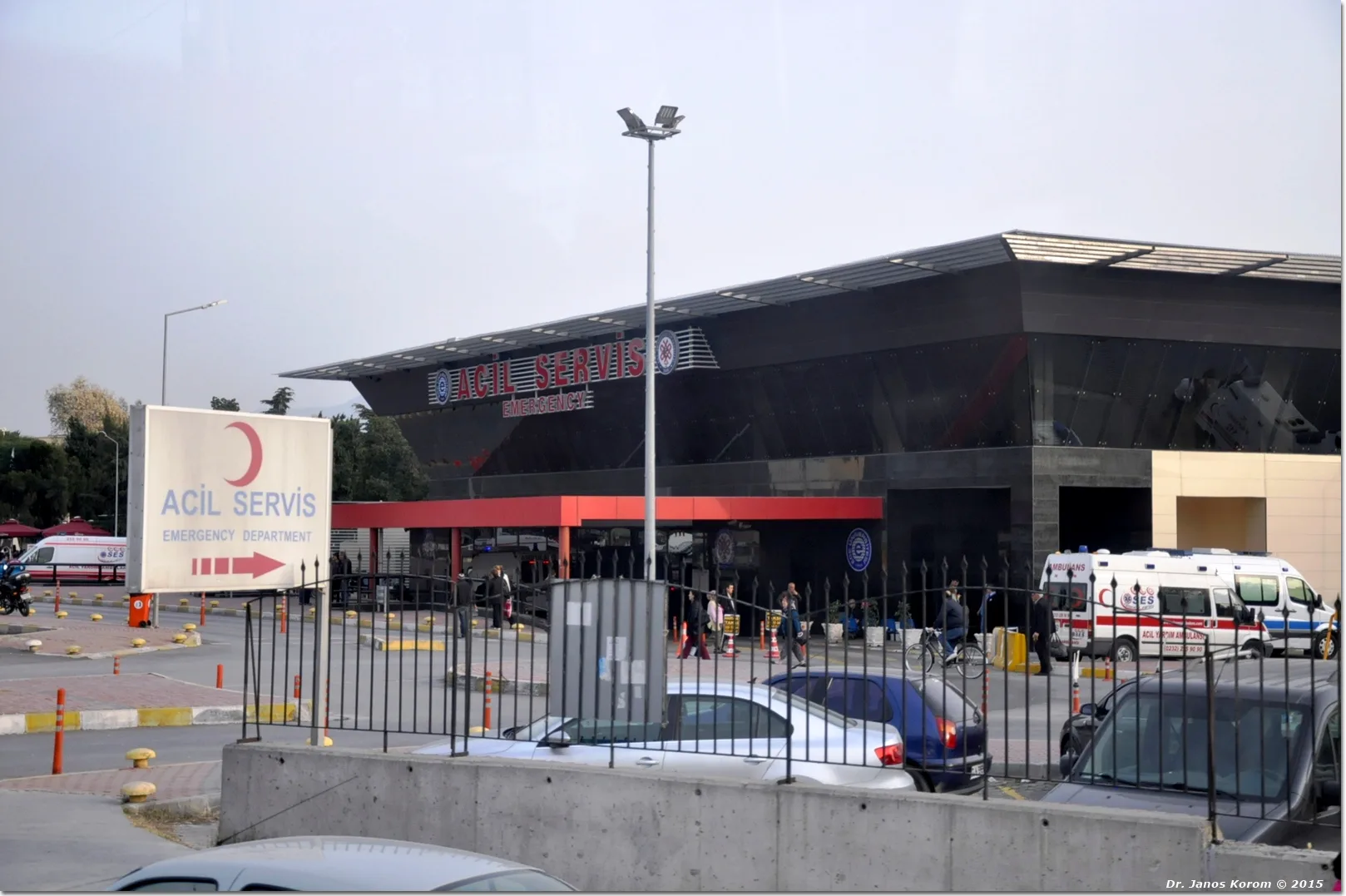 Entrance and ambulances at Ege University Hospital emergency department in İzmir